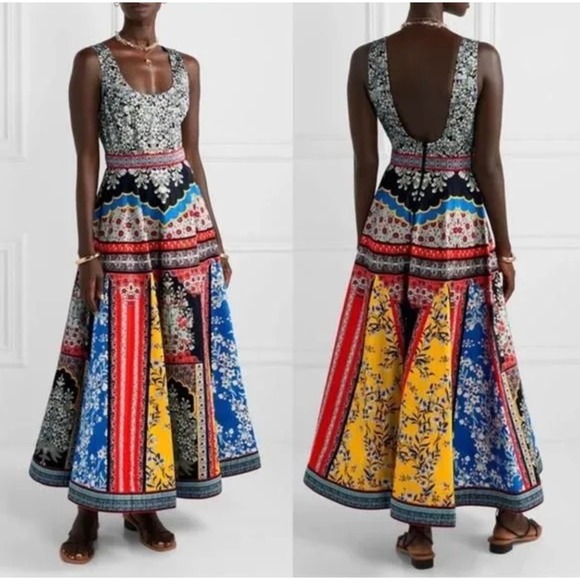 NWT Alice + Olivia Arya Cotton Fit & Flare Maxi Dress Pre-Fall 2019 - Size 2 - Picture 2 of 15